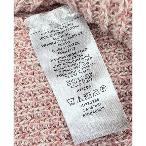 LOFT Pink Heathered Ribbon Tie Back Crew Neck Knit Sweater Women's Size XS - Picture 5 of 6